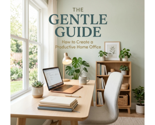 The Gentle Guide: How to Create a Productive Home Office cover photo collage