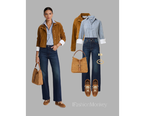 OOTD #960 WOMEN'S FASHION STRIPED SHIRT WITH WHITE CUFFS BY VERONICA BEARD cover photo collage
