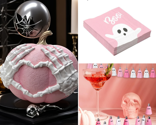 Pink Halloween Party Items cover photo collage