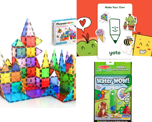 Kids travel toys cover photo collage