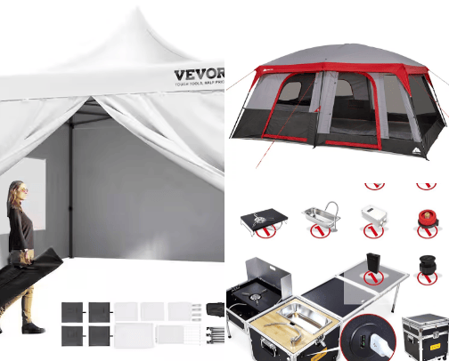 Camping necessities cover photo collage