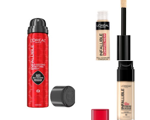 Makeup products on budget cover photo collage