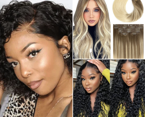 Hair Extensions - Wigs and Hair Styling Tools cover photo collage