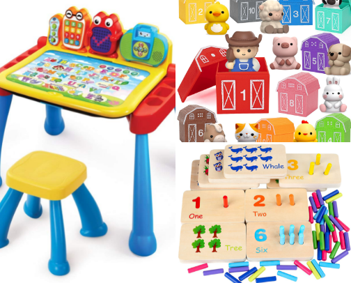 Play. Laugh. Learn: Toddler Toys That Teach Through Fun cover photo collage