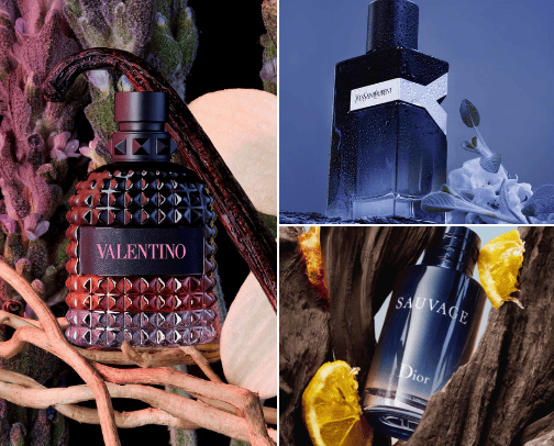 Men parfumes cover photo collage