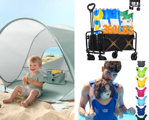 Mom beach gear essentials cover photo collage