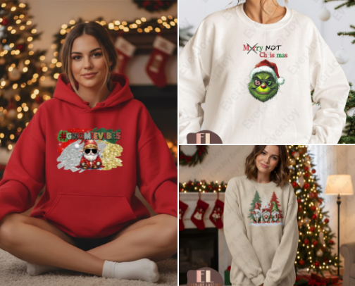 Funny Holiday Sweatshirts cover photo collage