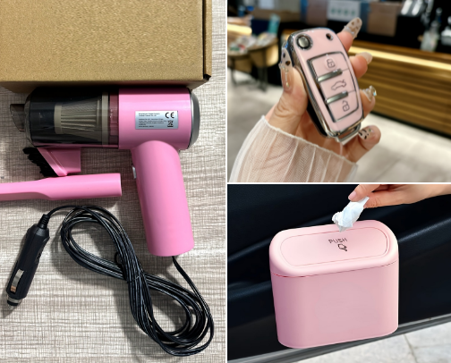 Temu: accessories to make your girly car look prettier🌸🎀 cover photo collage