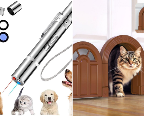 Favorite pet toys and entertainment cover photo collage