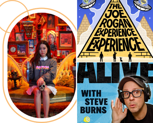 What podcasts do you listen to? cover photo collage