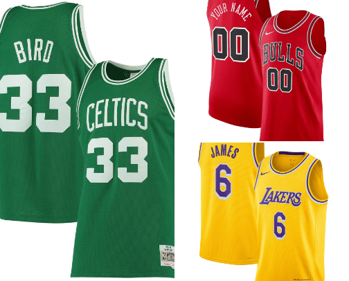 Clothes and jerseys of NBA clubs cover photo collage