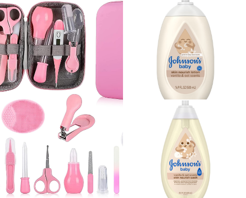 baby girl bath & grooming essentials cover photo collage