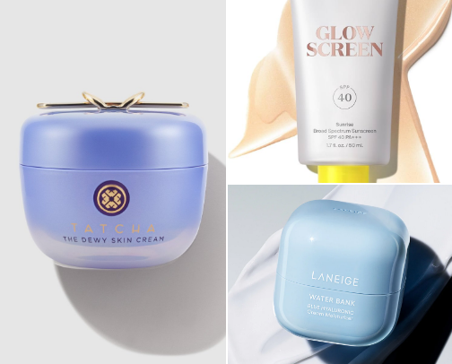 Essential skincare products for achieving healthy-looking skin. cover photo collage