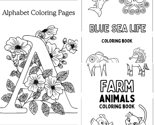 Affordable Children's Coloring Books cover photo collage