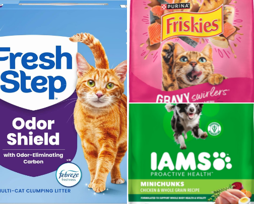 Pets food and supplies cover photo collage