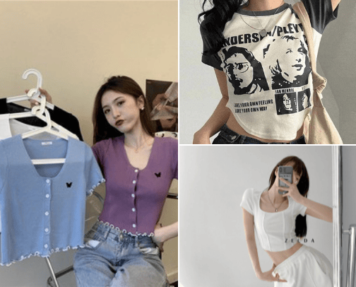 Berbagai pilihan baju crop top cover photo collage