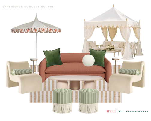 Furniture & Decor Ideas for a Luxury Palm Beach Resort Chic Wedding Lounge cover photo collage