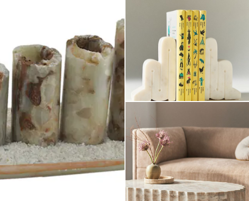 My personal selection of polished marble decor for a minimalist luxury look cover photo collage