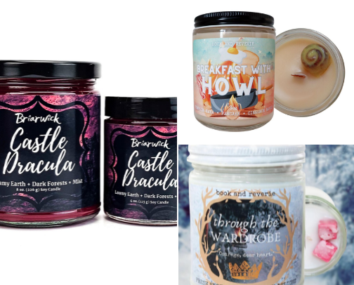 book & movie themed handmade candles 🎬📚 cover photo collage