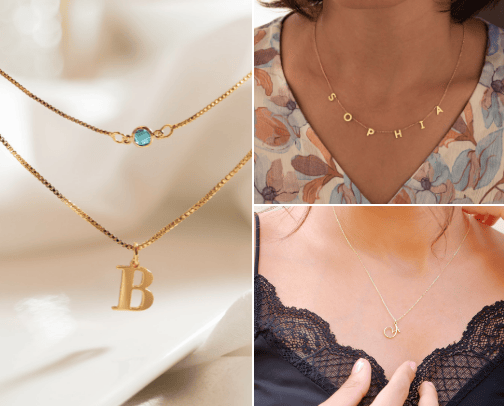 Beautiful neckles with initial cover photo collage