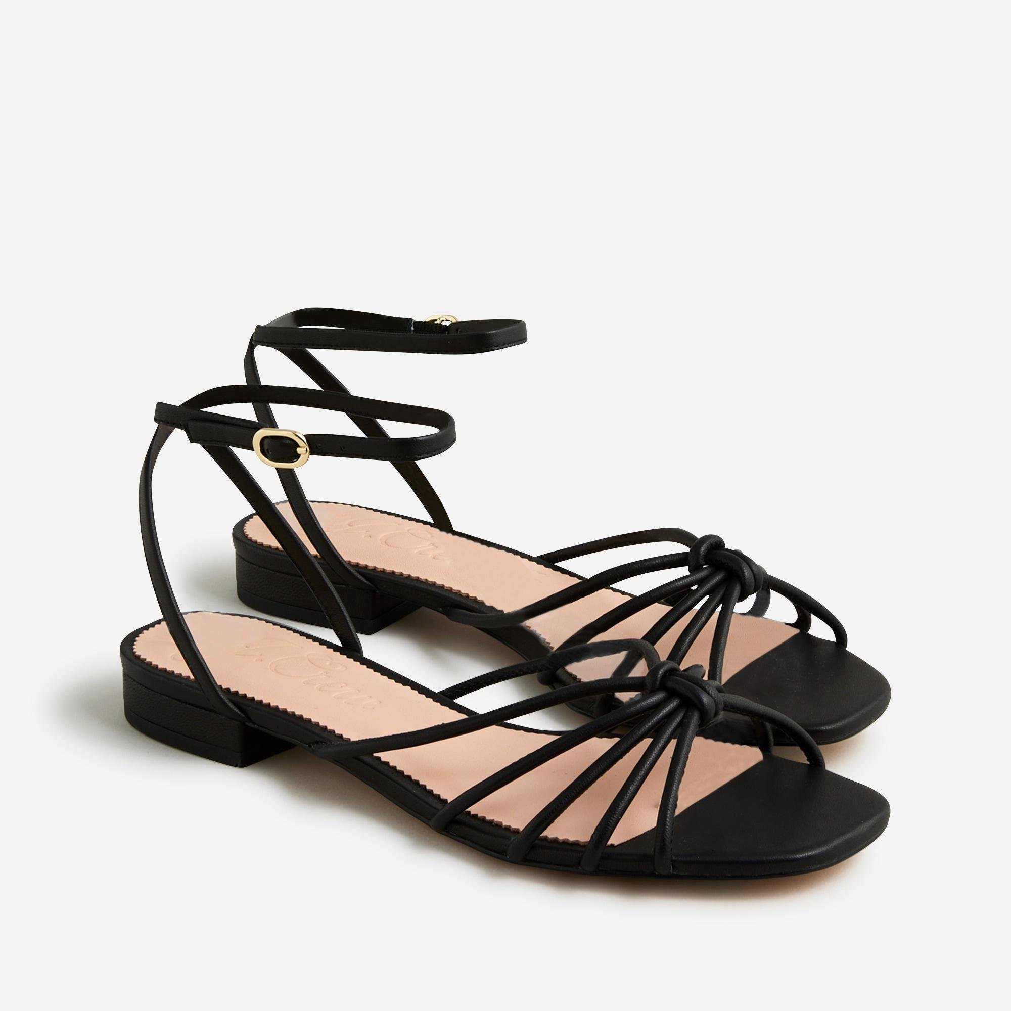 J Crew Menorca toe-ring slingback sandals in black leather.8.5 Menorca Padded Thong Sandals In Leather For Women | J.Crew main image 3