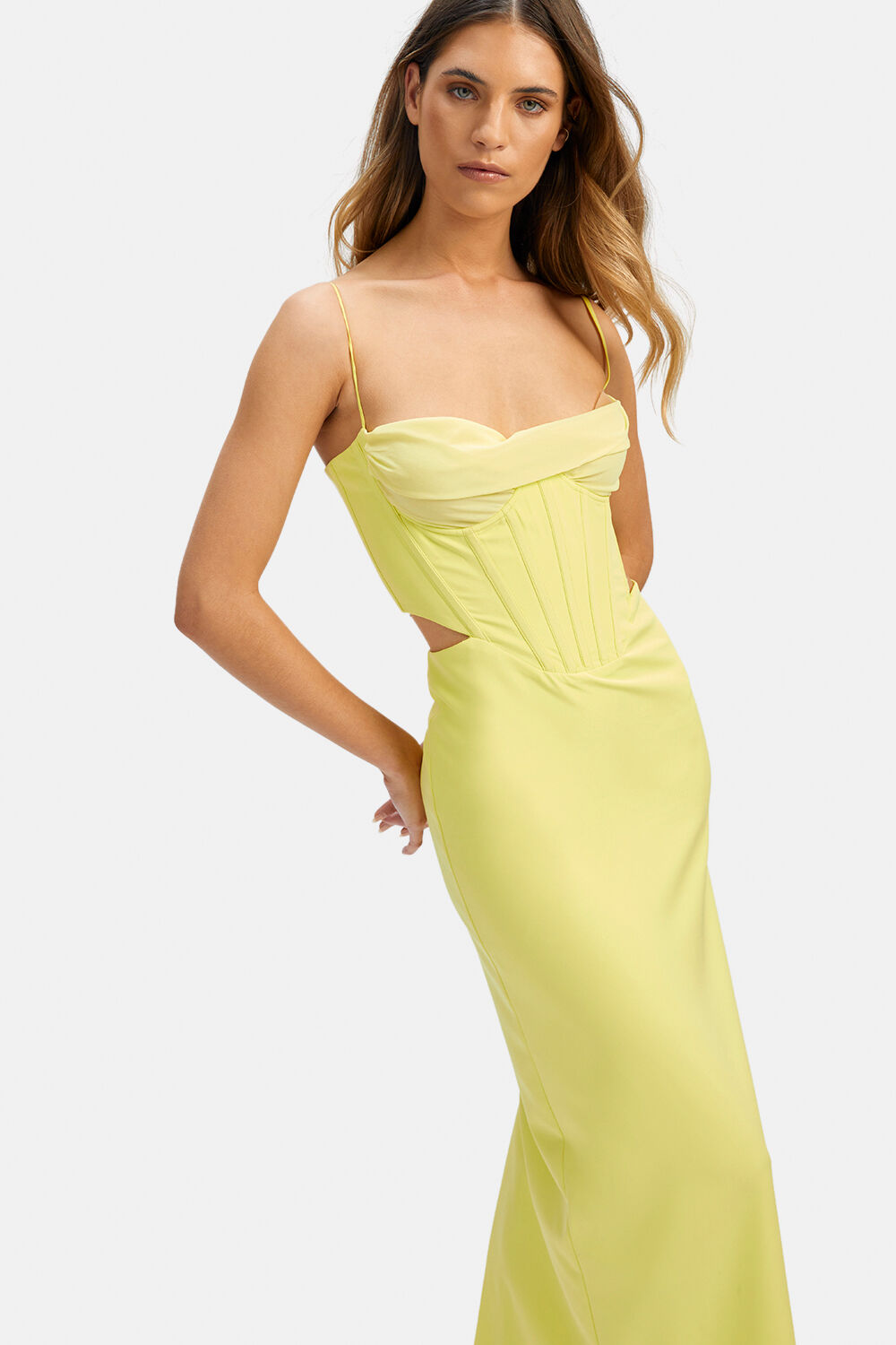 martini midi dress in limoncello bardot Martini Midi Dress In Limoncello