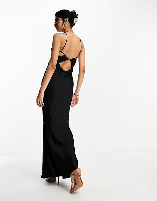 asos black wedding guest dress ECB Exclusive: Making Memories Maxi Dress, Black Small main image 0