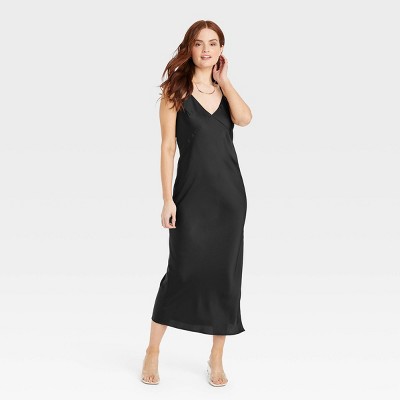 target black satin dress Black Satin Dresses