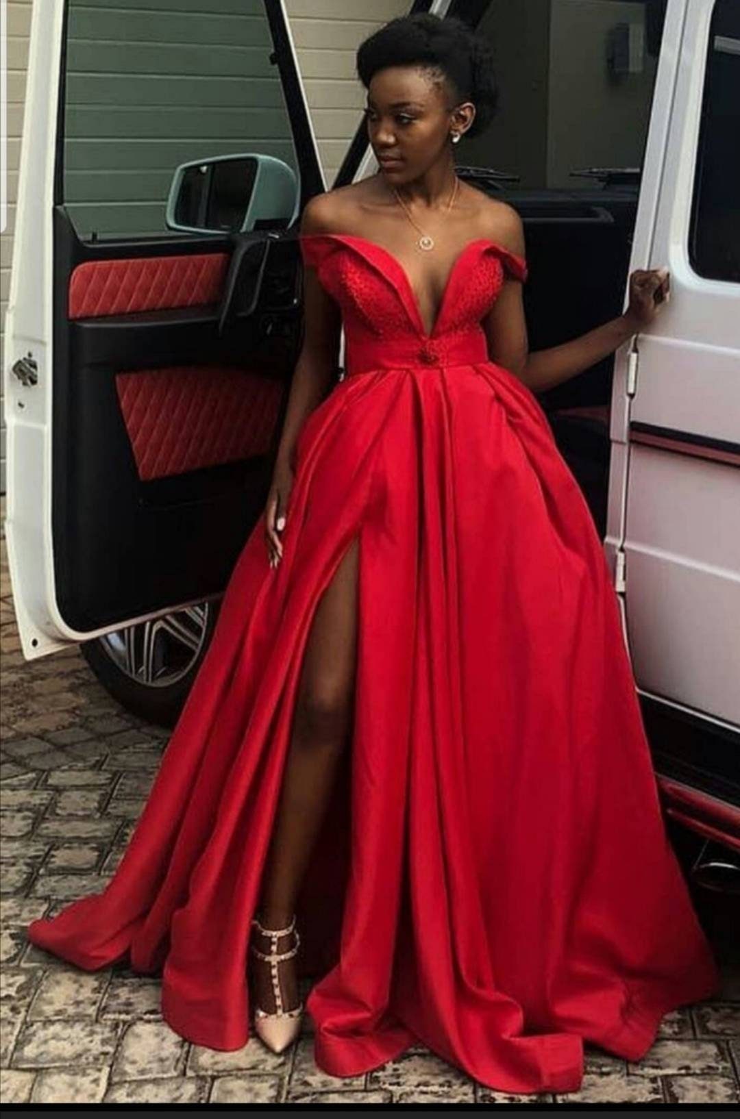 chinese dress ladies Simple Red Satin Tea Length Prom Dress, Red Homecoming Dresses US 10 / Custom Color main image 1