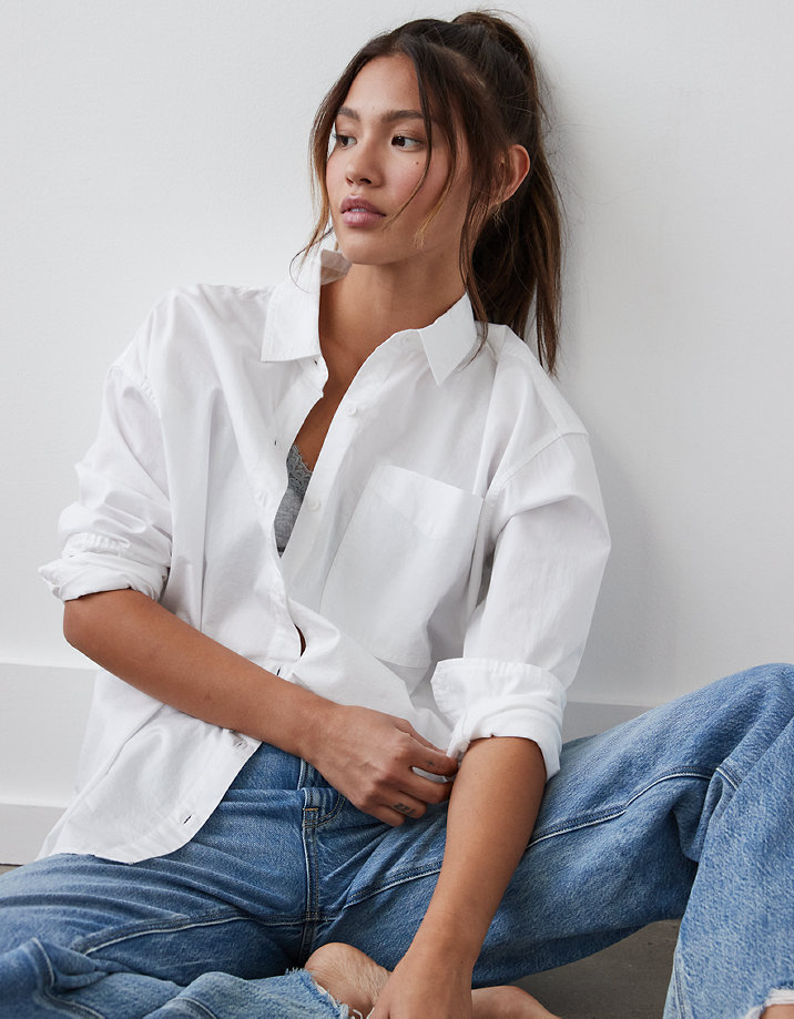 american eagle white dress shirt American Eagle/ Aerie