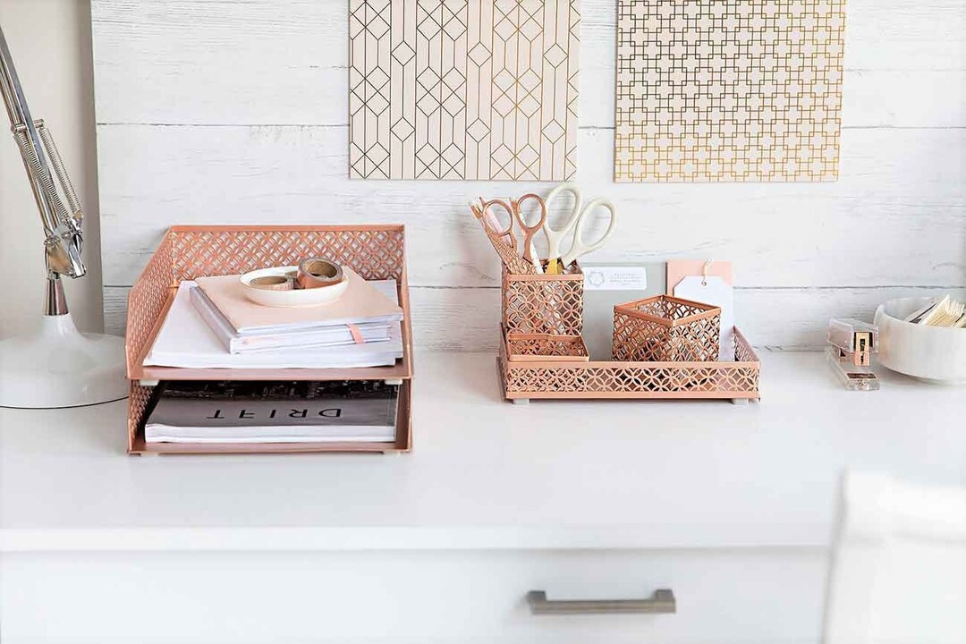 Rose Gold Office cover photo collage