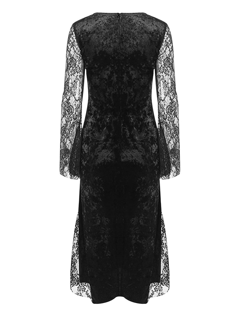 chinese dress ladies Gothic Black Lace Wedding Dress with Red Lining Blair Size 24W / Black