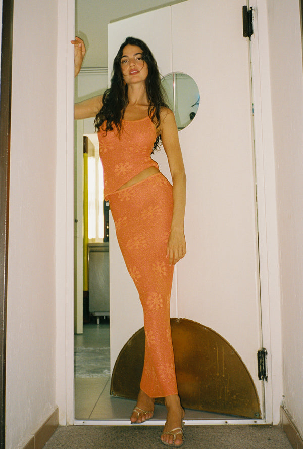 strapless open back dress Orange Halter Flowy Maxi Dress – STYLED BY ALX COUTURE
