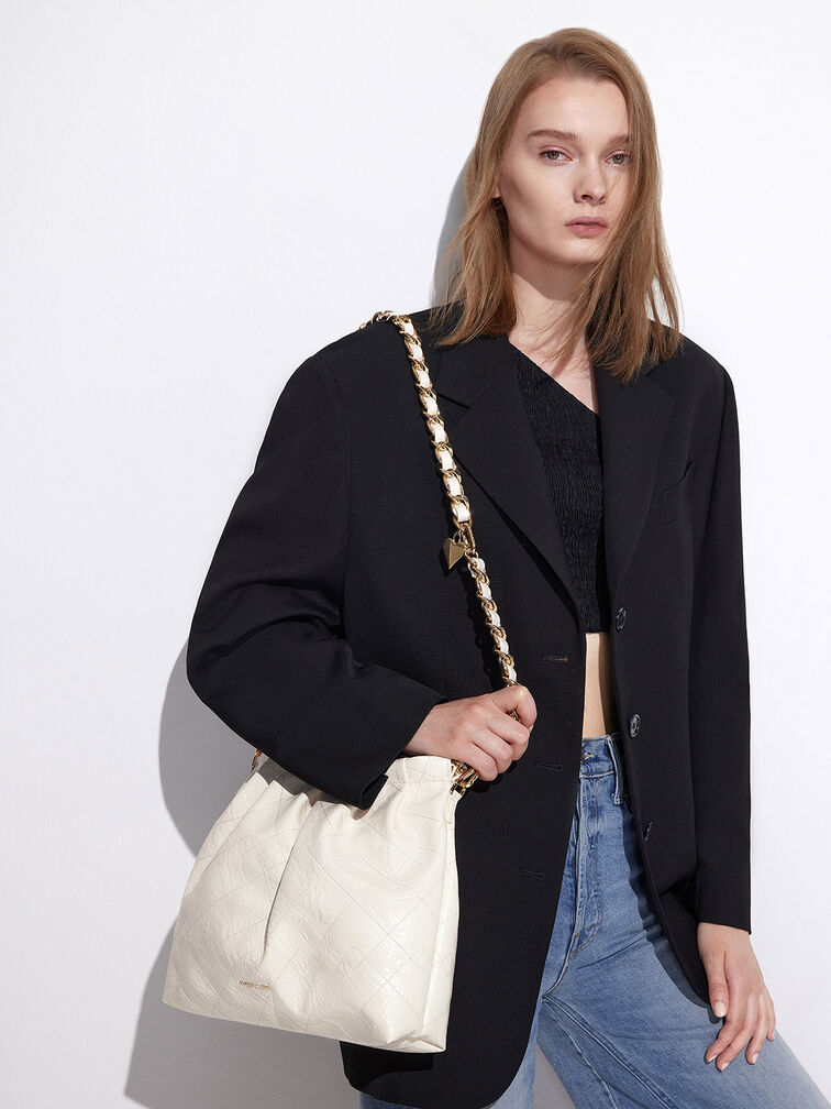 Charles & Keith Duo Double Chain Hobo Bag - Noir