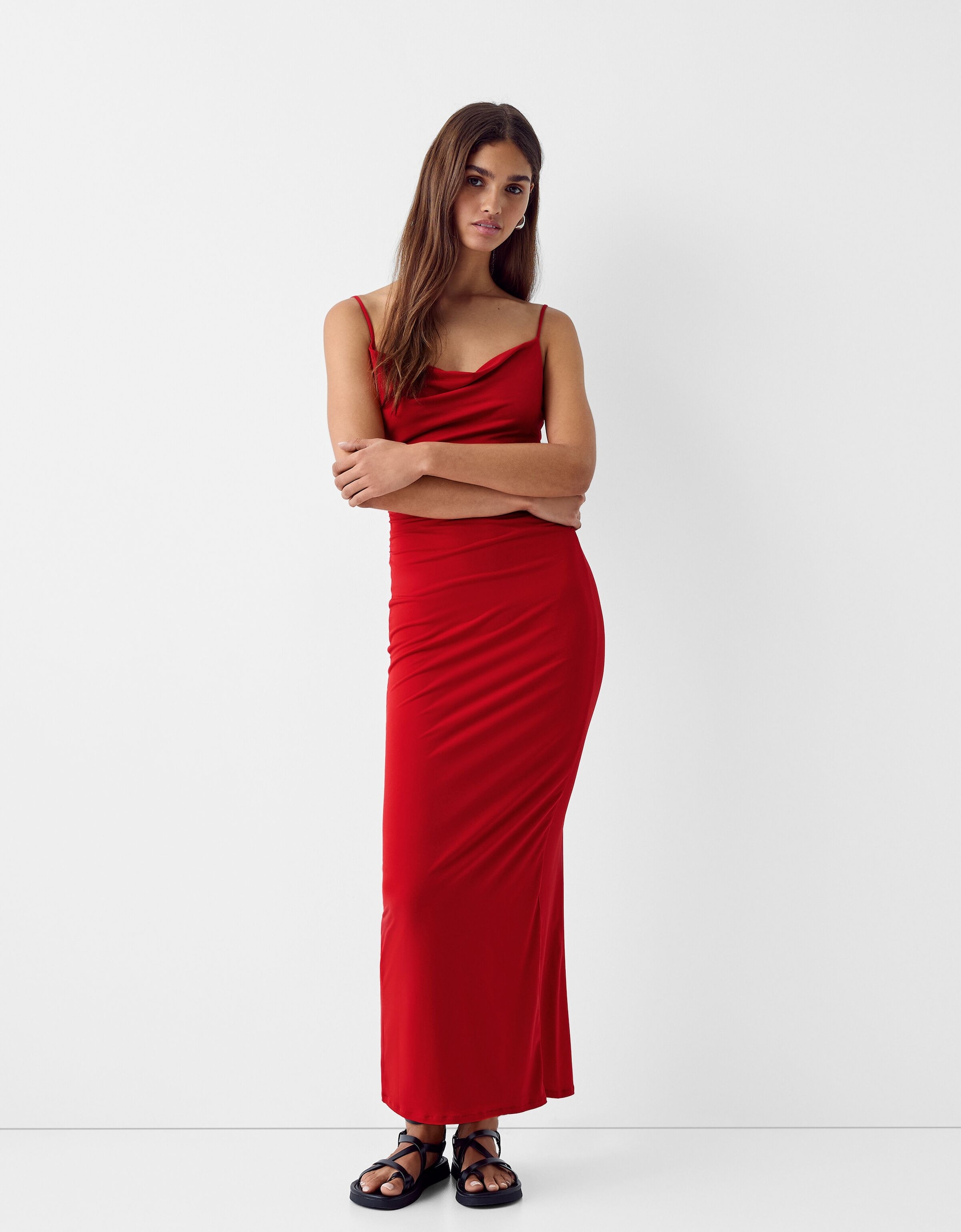 bershka red wrap dress Bershka wrap mini dress skort M (8-10)
