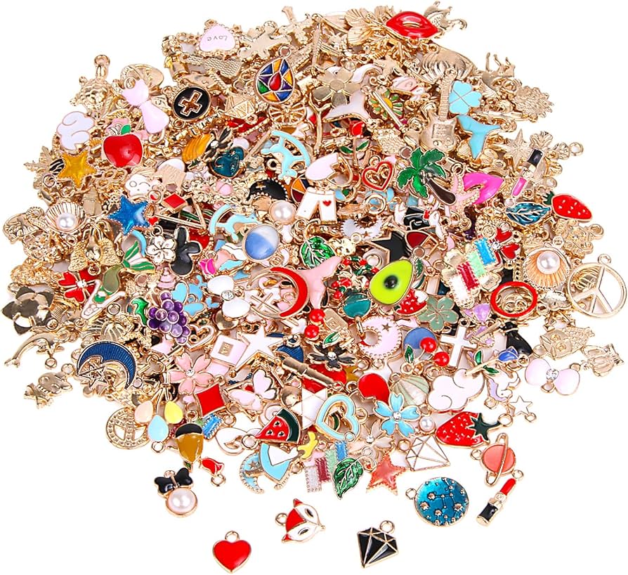 DIY Charm Necklace Craft Supplies cover photo collage