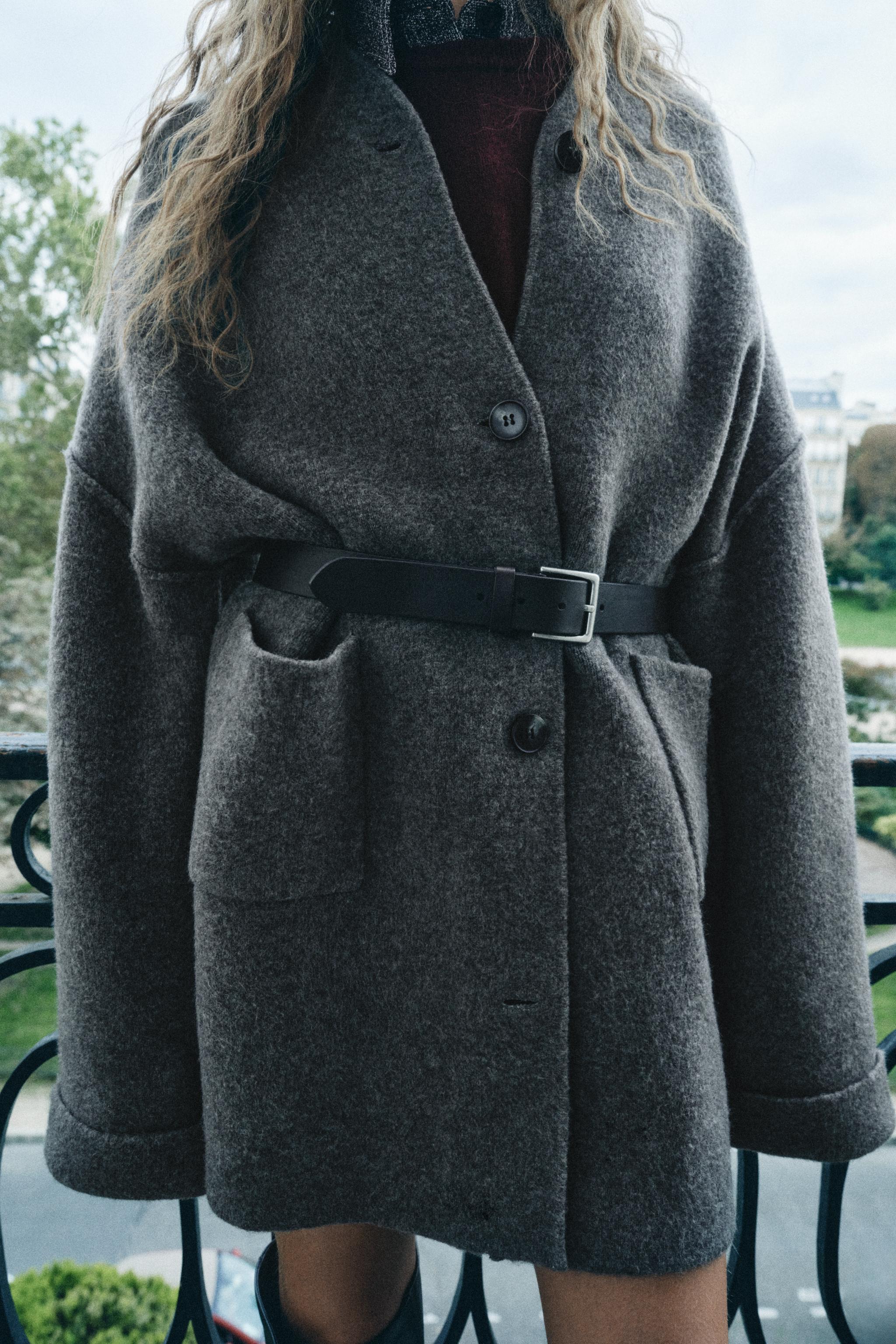 完売品 ZARA ニットコートパッチポケット ハイネックニットコート - エクリュ | ZARA Japan / 日本