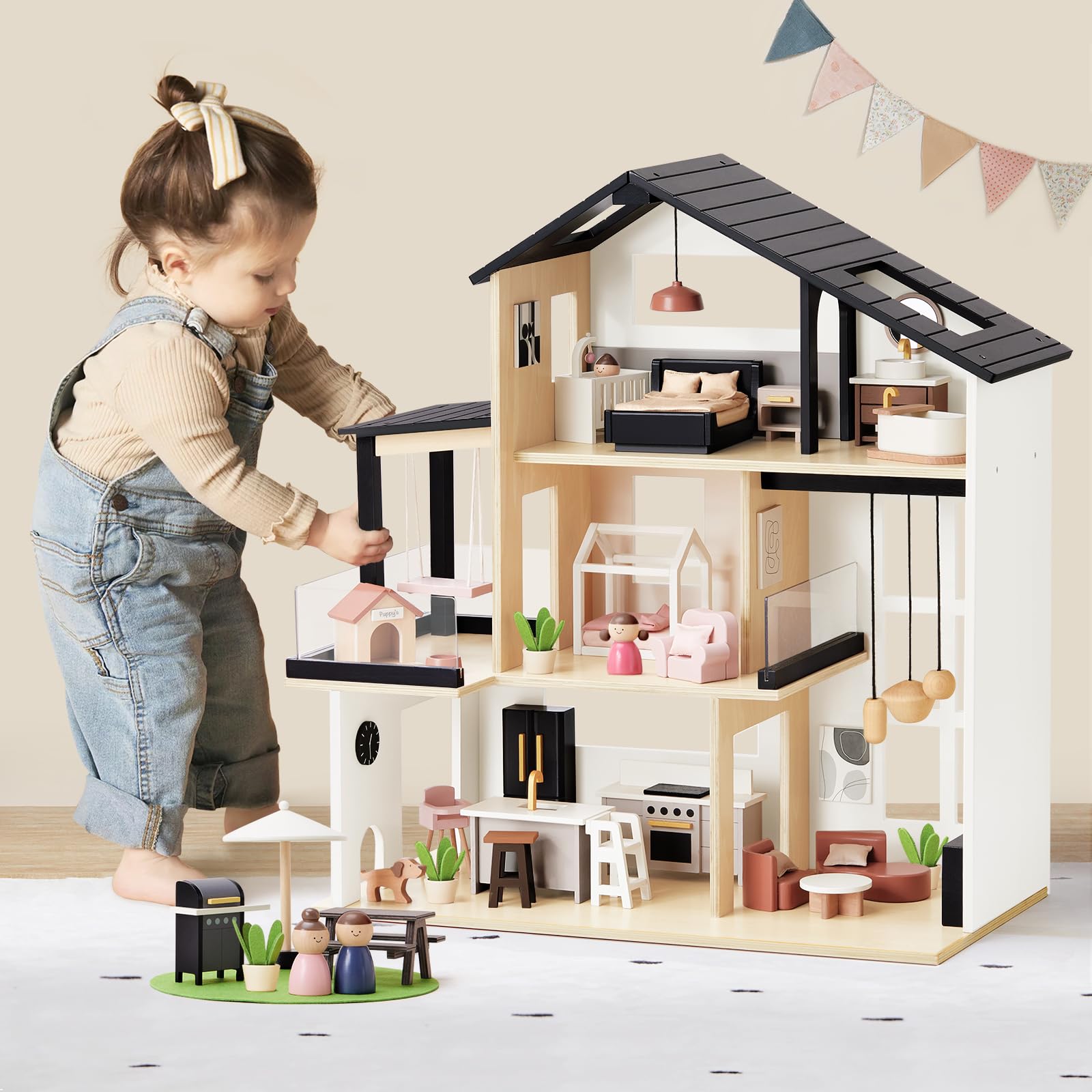 Wooden toys cover photo collage