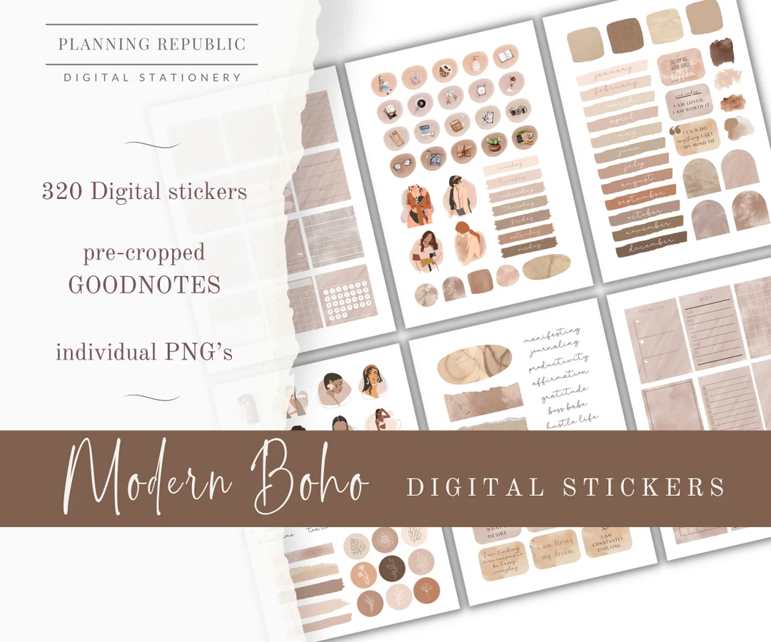 Aesthetic Digital Planner Tools: Stickers, Notebooks & Apps for iPad or Android cover photo collage