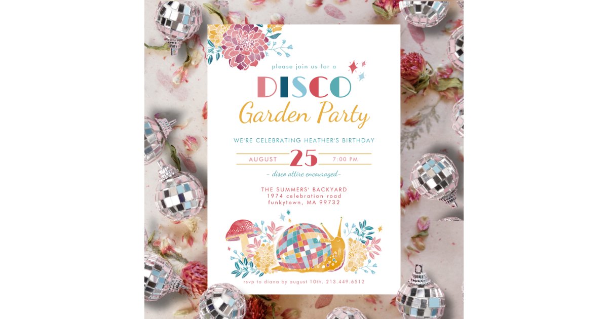 Disco Garden Birthday Party Supplies cover photo collage