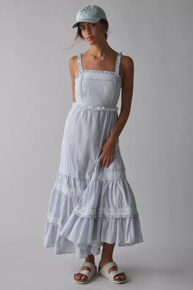 knee length dresses for ladies Abi Chiffon Midi Dress in Tulip Fields Cornflower Blue