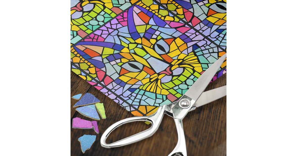 Mosaic tile and stained glass look tissue decoupage crafting paper cover photo collage
