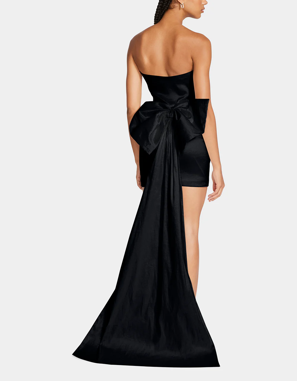 Black Mini Dress with Removable Oversized Bow Train