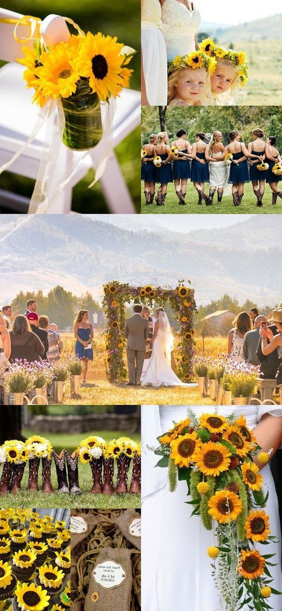 Rustic Sunflowers & Cowboy Boots Country Western Wedding Invitations, Inspo and Ideas cover photo collage