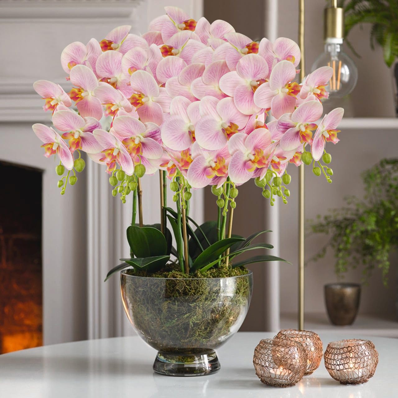Pink Orchid Flowers on White Celebration of Life Stationery Ideas cover photo collage