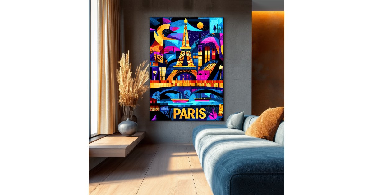 Colorful posters and prints cover photo collage