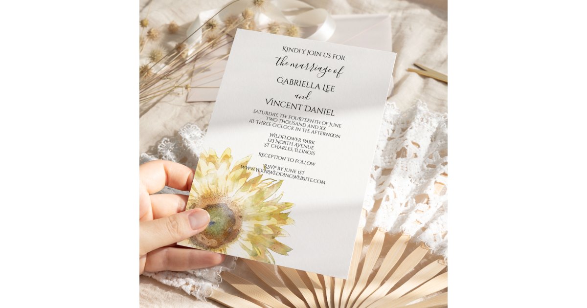 Yellow Sunflower Watercolor Wedding Stationery & Invitation Ideas cover photo collage