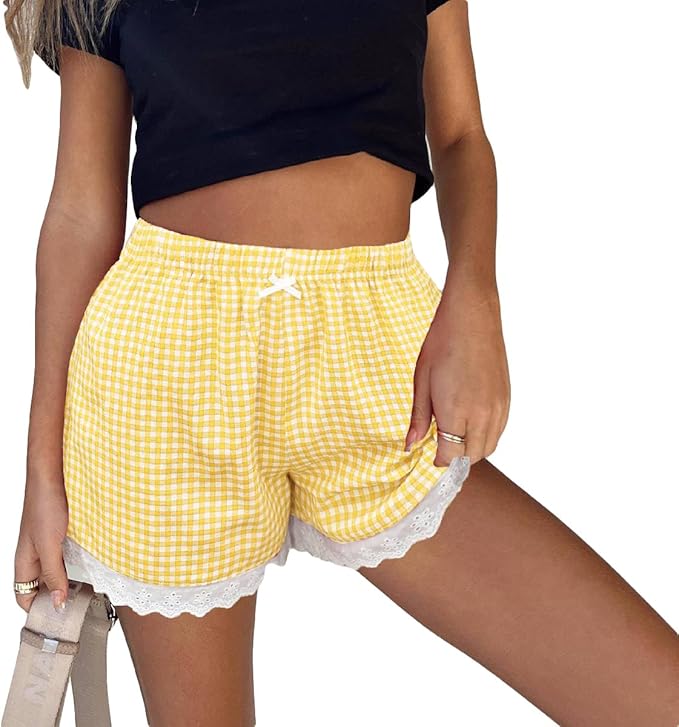 Yellow Gingham Boxer Shorts