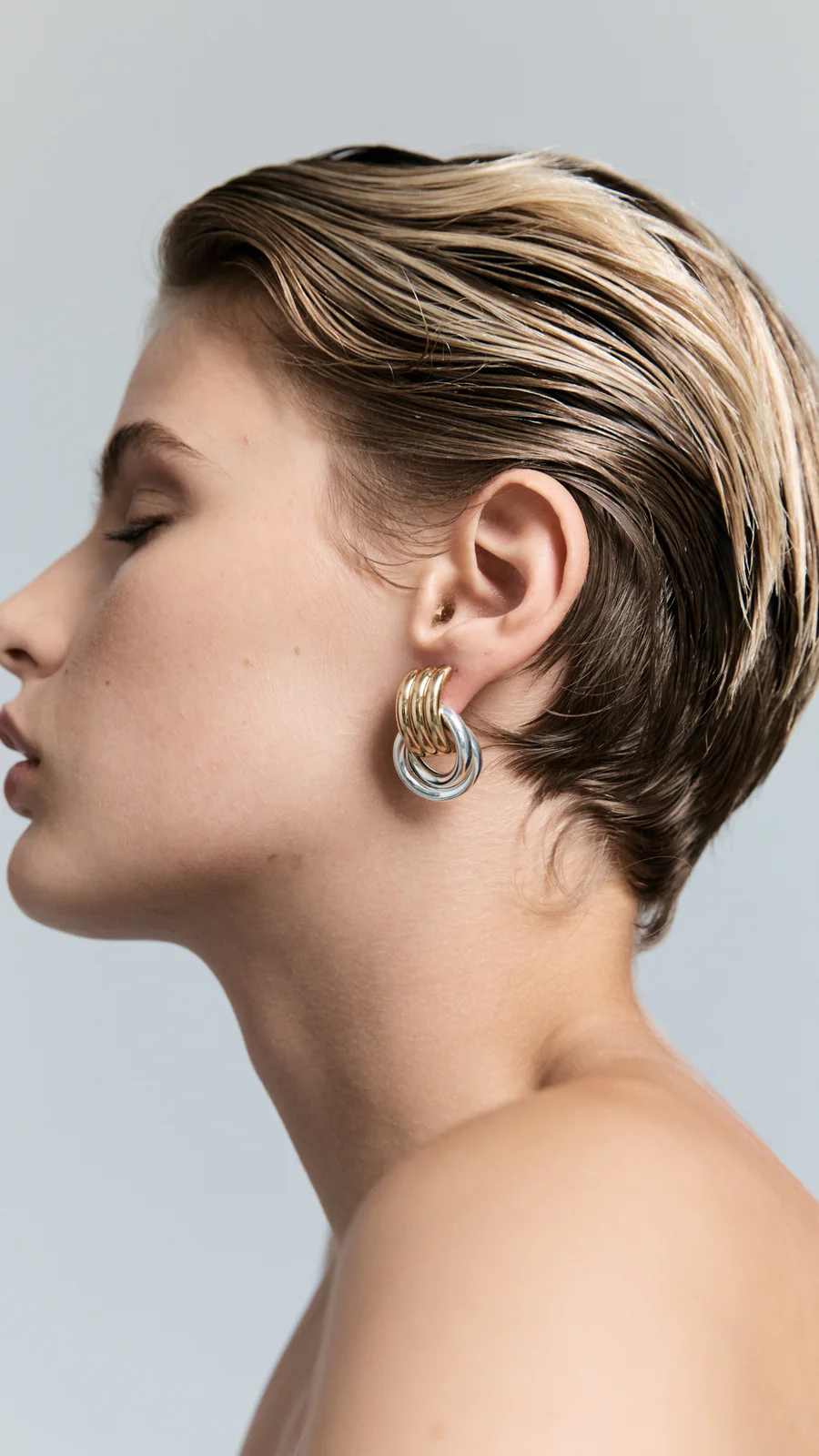 Two Tone Loop Earrings (Triple Loop)