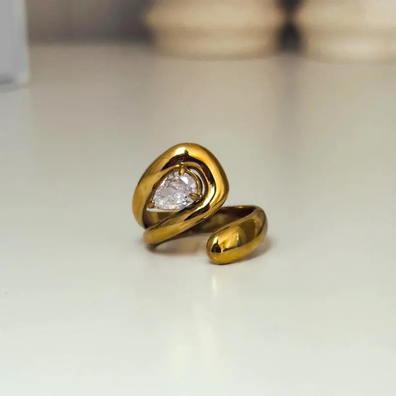 Wrap Around Teardrop Diamond Ring